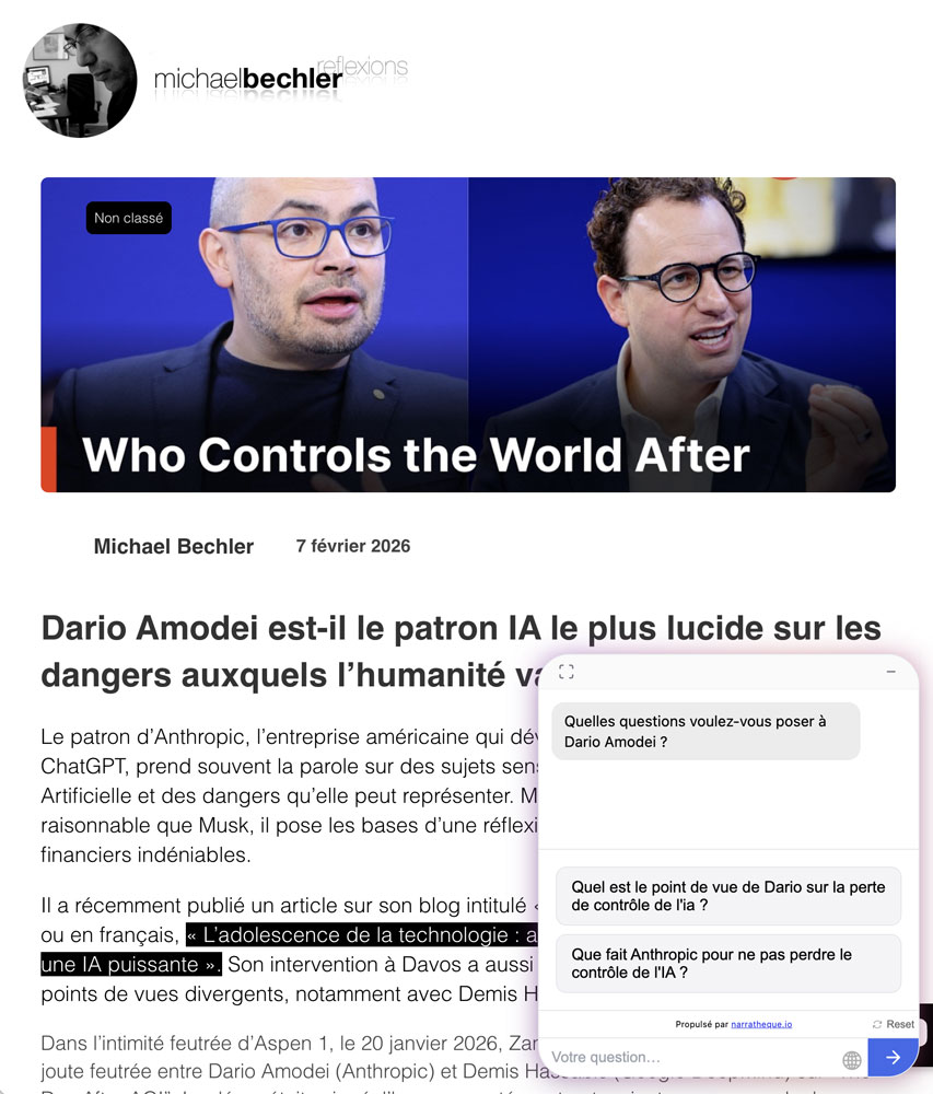 Un utilisateur de narratheque.io a créé le double digital de Dario Amodei à partir des prises de parole du patron de Claude Anthropic.